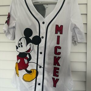Disney Mickey Mouse White and Black Women's Jersey